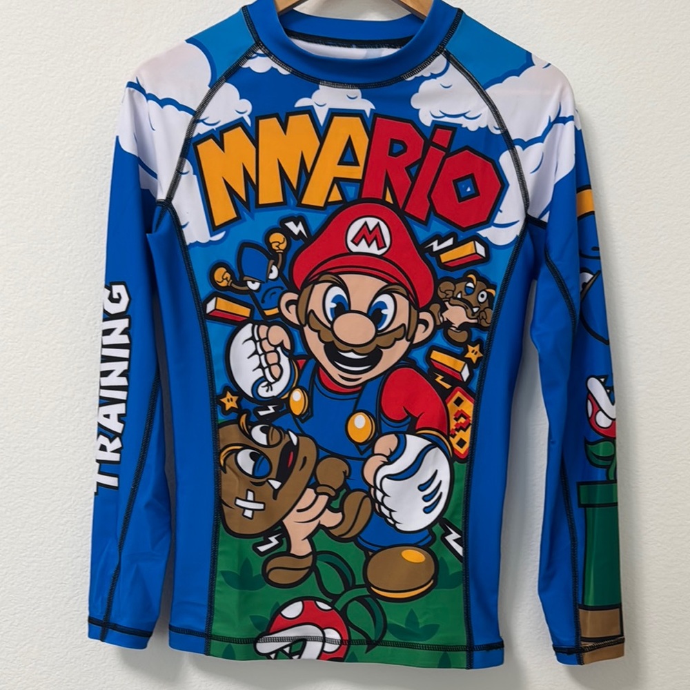 Hardcore Training Rash Guard with Mario Design